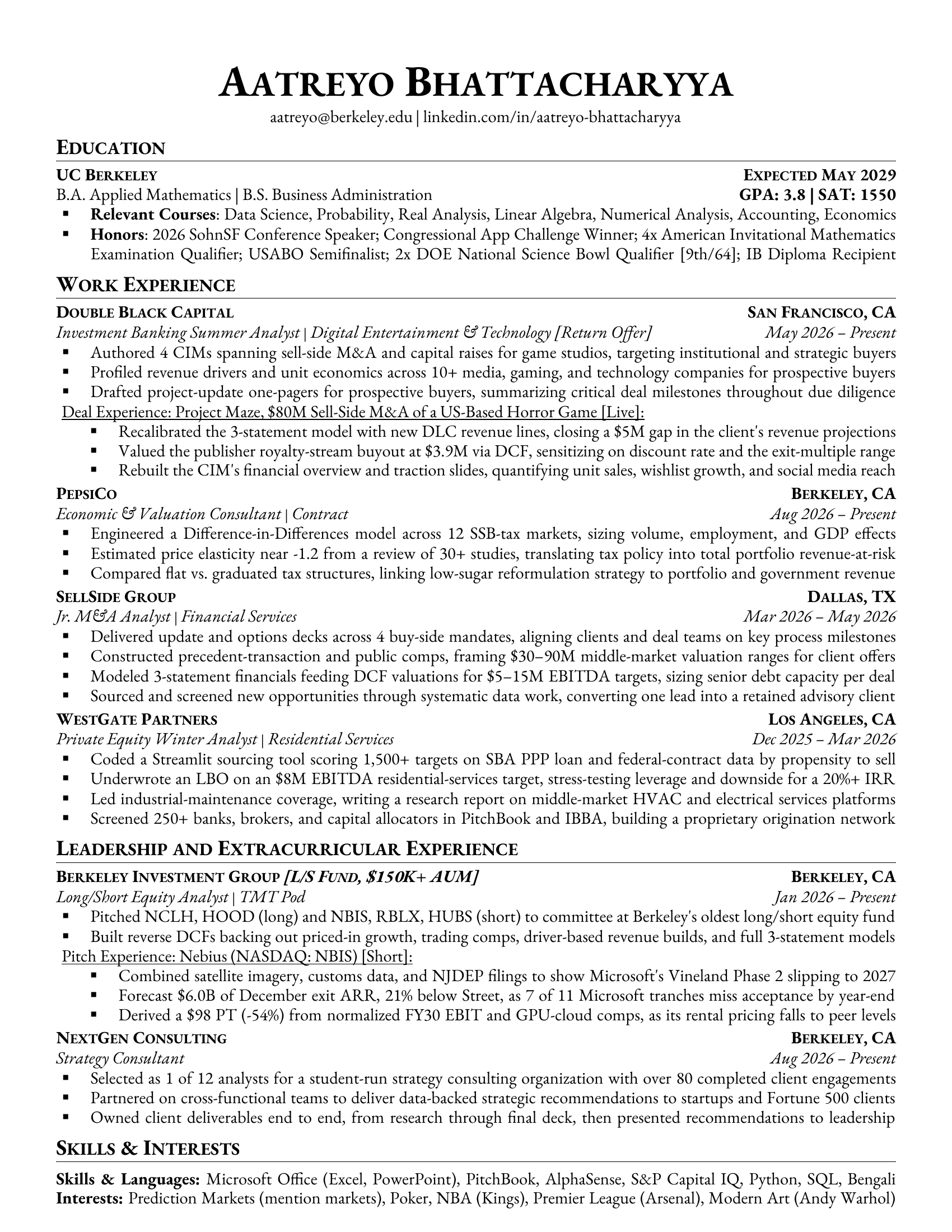 Resume of Aatreyo Bhattacharyya